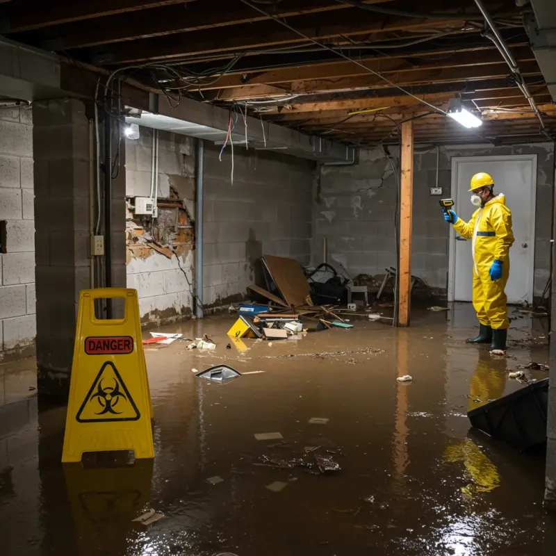 Flooded Basement Electrical Hazard in Princeton, NC Property